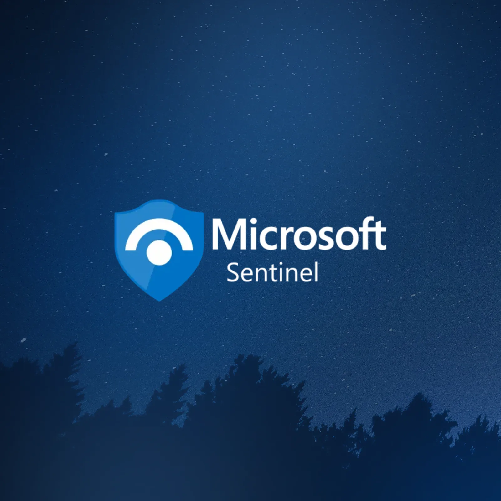 Dark blue landscape with Microsoft Sentinel logo