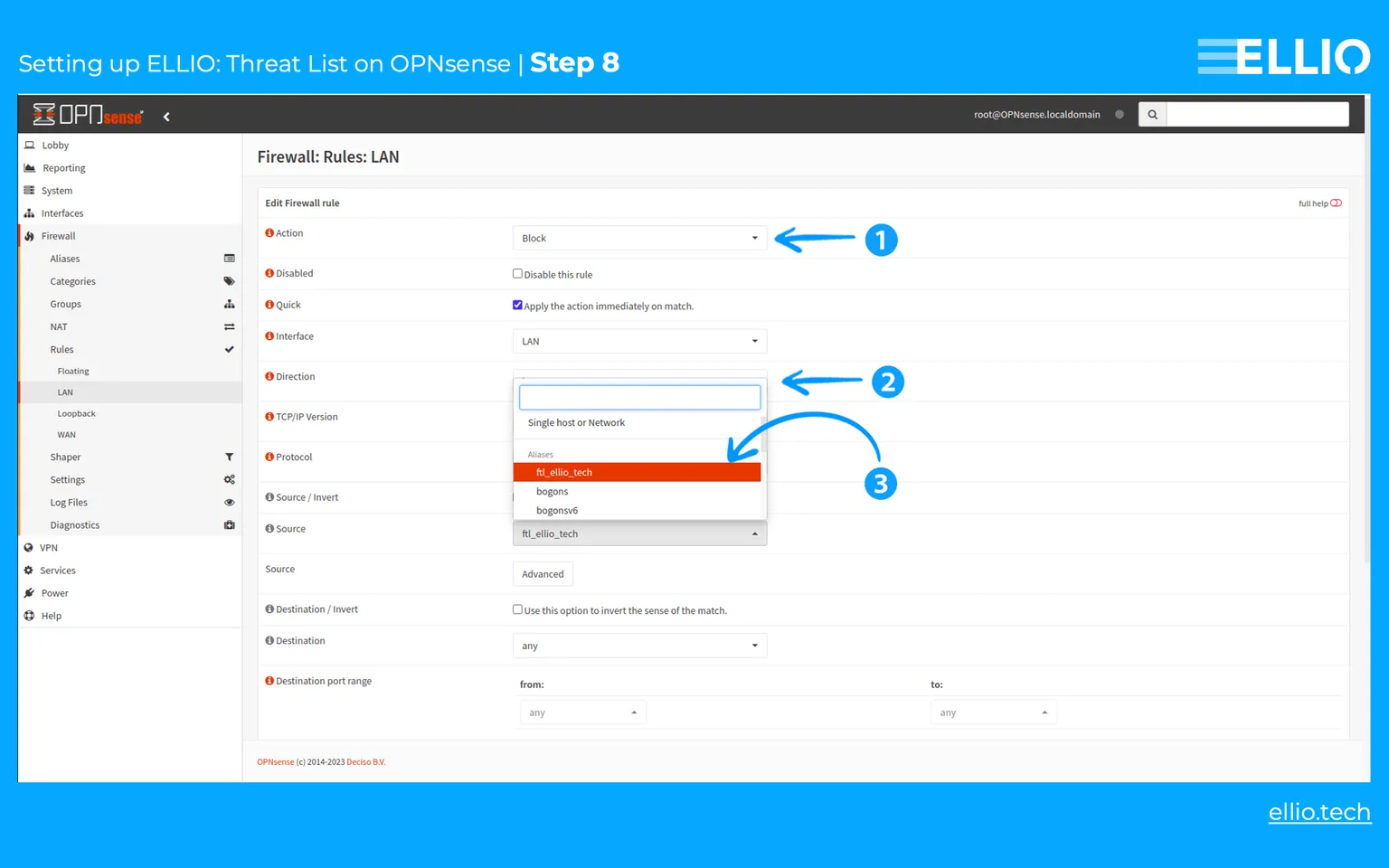 How configurate ELLIO IP blocklist on OPNsense.